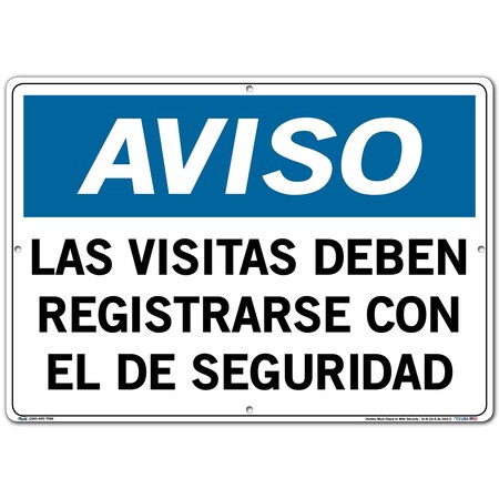 Vestil Aluminum Sign, 14-1/2" Height, 20-1/2" Width, Aluminum, Rectangle, Spanish SI-N-32-E-AL-063-S